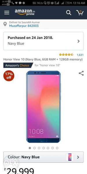 Honor view 10 blue color. 5 months old. New