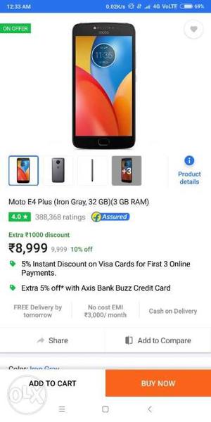 New seal packed Moto E4 plus discount of rupees