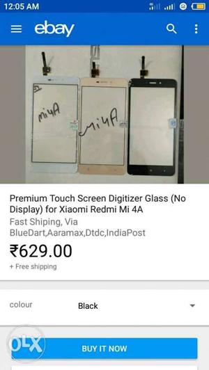 Redmi 4a touch screen (no display) receplement,