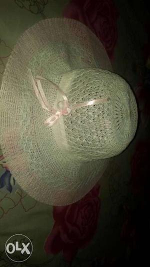 Beautiful white and baby pink jaipuri hat