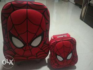 Brand New Spiderman Kids Trolley Bag 2 Piece set