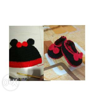 Crochet woolen baby Mickey set