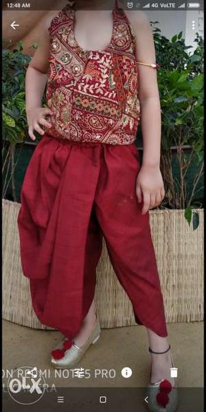 Dhoti set for 3 year old girl with footwear and