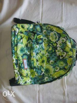 Green Floral Backpack