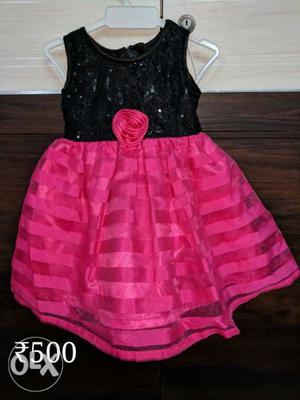 Kid's Black And Pink Sleeveless Dress