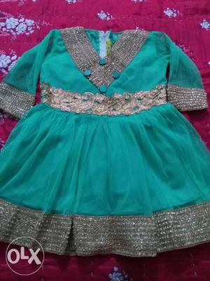 Kid's Teal And Black Dress