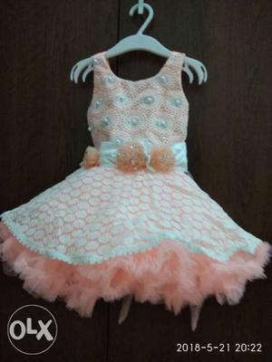 Peach colored baby girl dress for 6months -1yrs