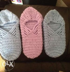 Three Pairs Of Knitted Shoes