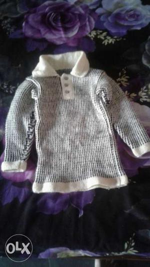 Toddler's Black And White Sweater