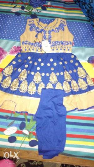 Toddler's Blue And Yellow Dress