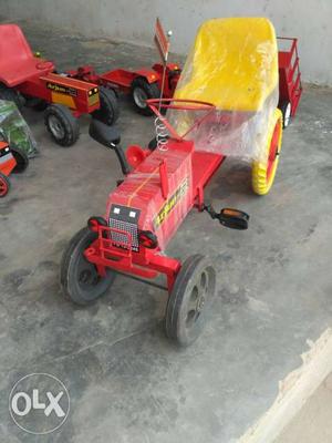 Toddler's Red And Yellow Ride-on Pedal Tractor