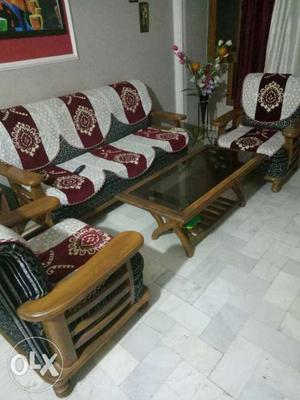 5 seater sofa with wooden centre table