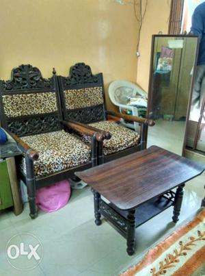 Best wooden carving furniture, 2 chair, 1 table,