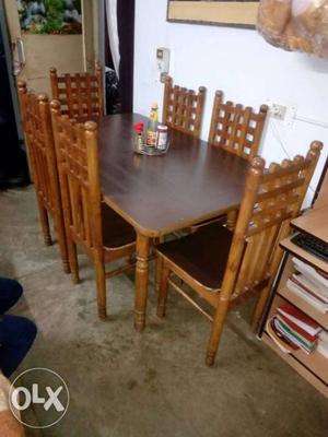 Brown Wooden Dining Table Set