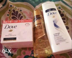 Dove Beauty Bathing Bar Box And Dove Squeeze Bottle