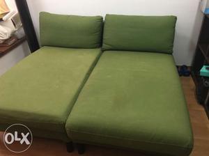 Green Fabric 2-seat Sofa