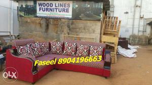 RT65 corner sofa set moroon colour branded with 3 year