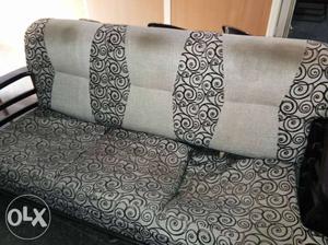 Black And Gray Couch With Wooden Framek