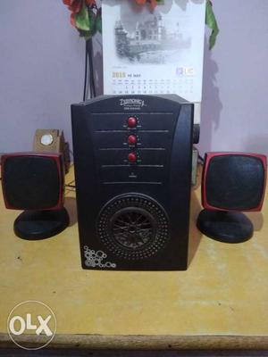 Black-and-red 2.1 Channel Speakers