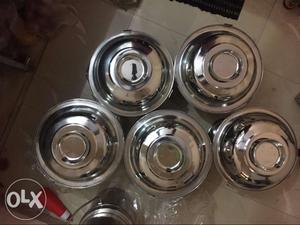 Five Stainless Steel Buffet chef in dish,steel plates
