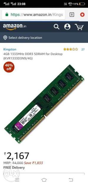 Green Kingston DIMM RAM Stick Screenshot