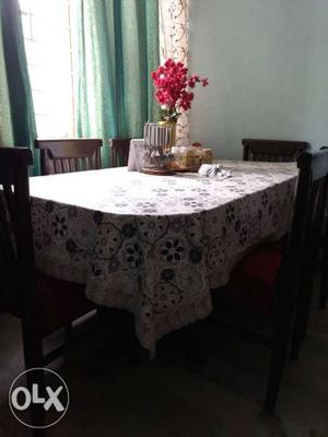 White And Brown Wooden Dining Table Set