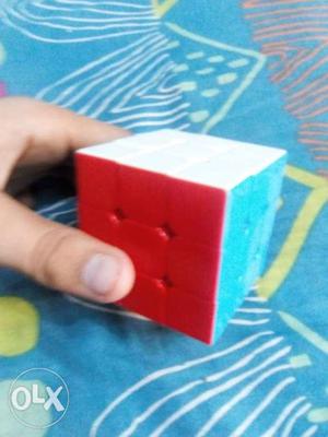 White, Red, And Blue 3x3 Rubik's Cube