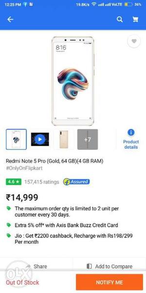 Mi note 5 pro 4gb 64gb seal pack 4 available