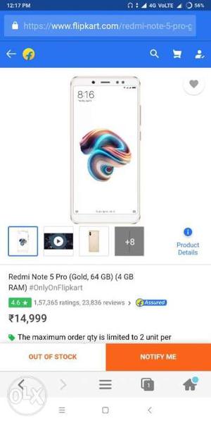 New box only. New stock mi note 5 pro gold color