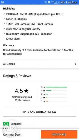 New redmi Mi 5a 2gb ram & 16gb rom