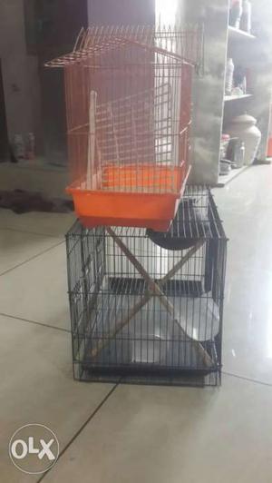 Orange And Black Steel Pet Cages