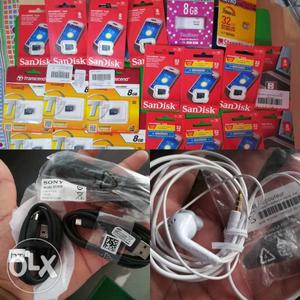Original Memory card, data cable, headset and