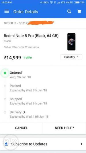 Redmi note 5 pro 4gb/64 GB Black On delivery