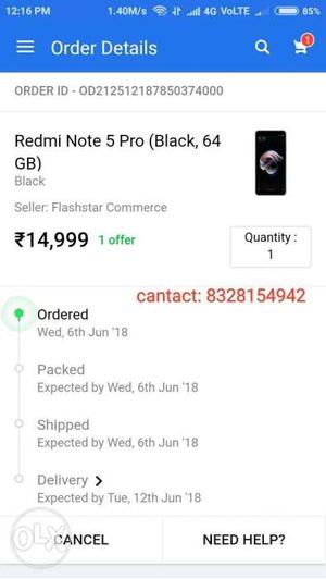 Redmi note 5 pro. Order on June 6 th.