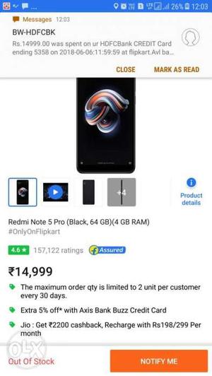 Redmi note 5 pro black seal packed