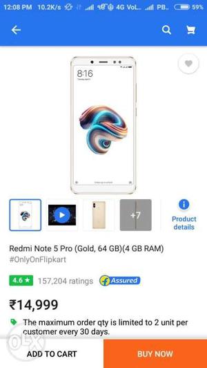 Redmi note 5 pro gold 4gb 64gb