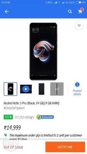 Redmi note 5 pro seal pack black 4+64 gb Seal pack