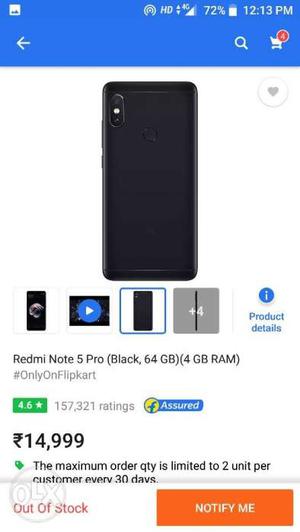Redmi note 5 pro seal pack black colour call me