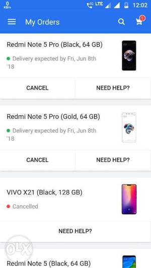 Redmi note 5pro both color available petty pack