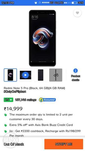 Seal pack mi note 5 pro 4gb 64gb