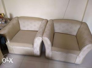 3+1+1 Brown Fabric Sofa set in excellent condition
