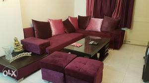 7 Seater Sofa with 2 Puffies and Center Table