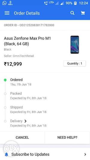 Asus Zenfone max pro M1... 64gb it vl b delivered
