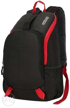 Black And Red American Tourister Backpack