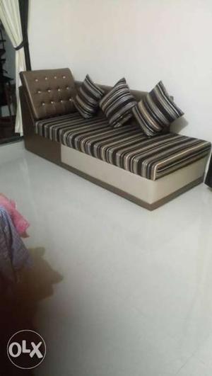 Brown And White Striped Sofa