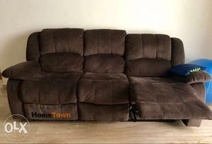 Brown Suede 3-seat Recliner Sofa