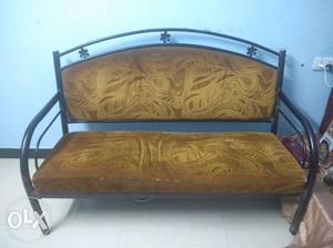 Golden brown padded metal high-back sofa 3+1+1