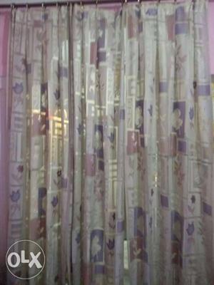 Gray And Brown Window Curtain