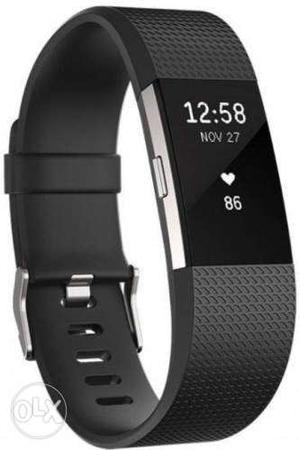 Like New Fitbit Charge 2 Black Silver Large - 6 Months