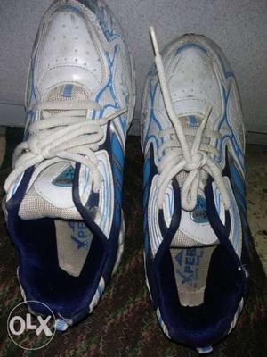 Like new Pair Of White-and-blue sports shoes size 